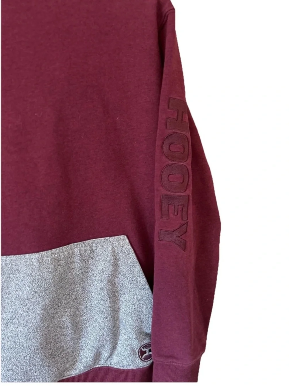 Hooey Men’s Maroon & Gray Two-Tone Pullover Hoodie Soze M - Picture 3 of 7